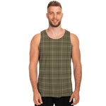 Sage Green Tattersall Pattern Print Men's Tank Top