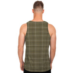 Sage Green Tattersall Pattern Print Men's Tank Top