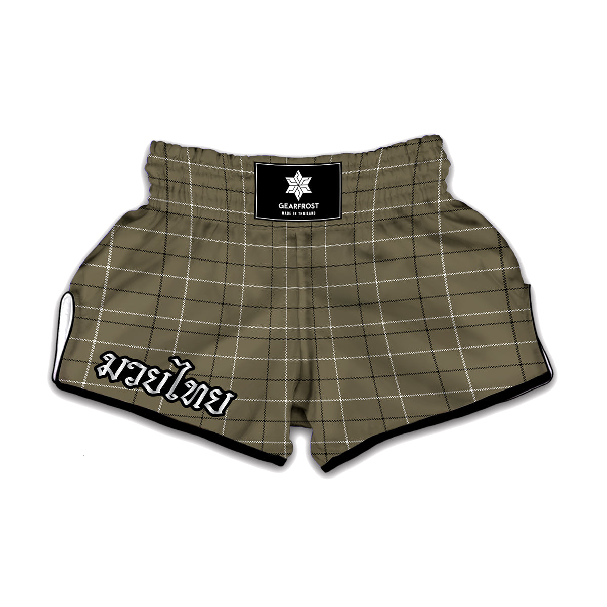 Sage Green Tattersall Pattern Print Muay Thai Boxing Shorts