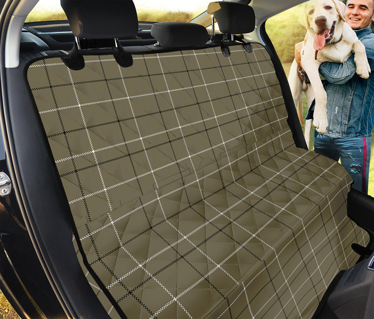 Sage Green Tattersall Pattern Print Pet Car Back Seat Cover