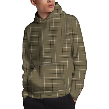 Sage Green Tattersall Pattern Print Pullover Hoodie
