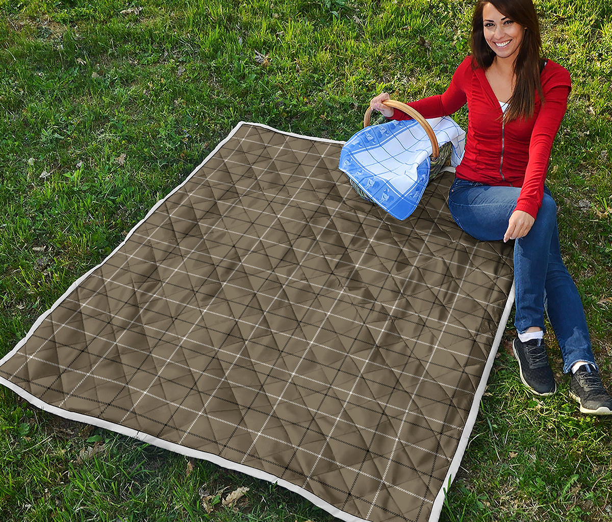 Sage Green Tattersall Pattern Print Quilt