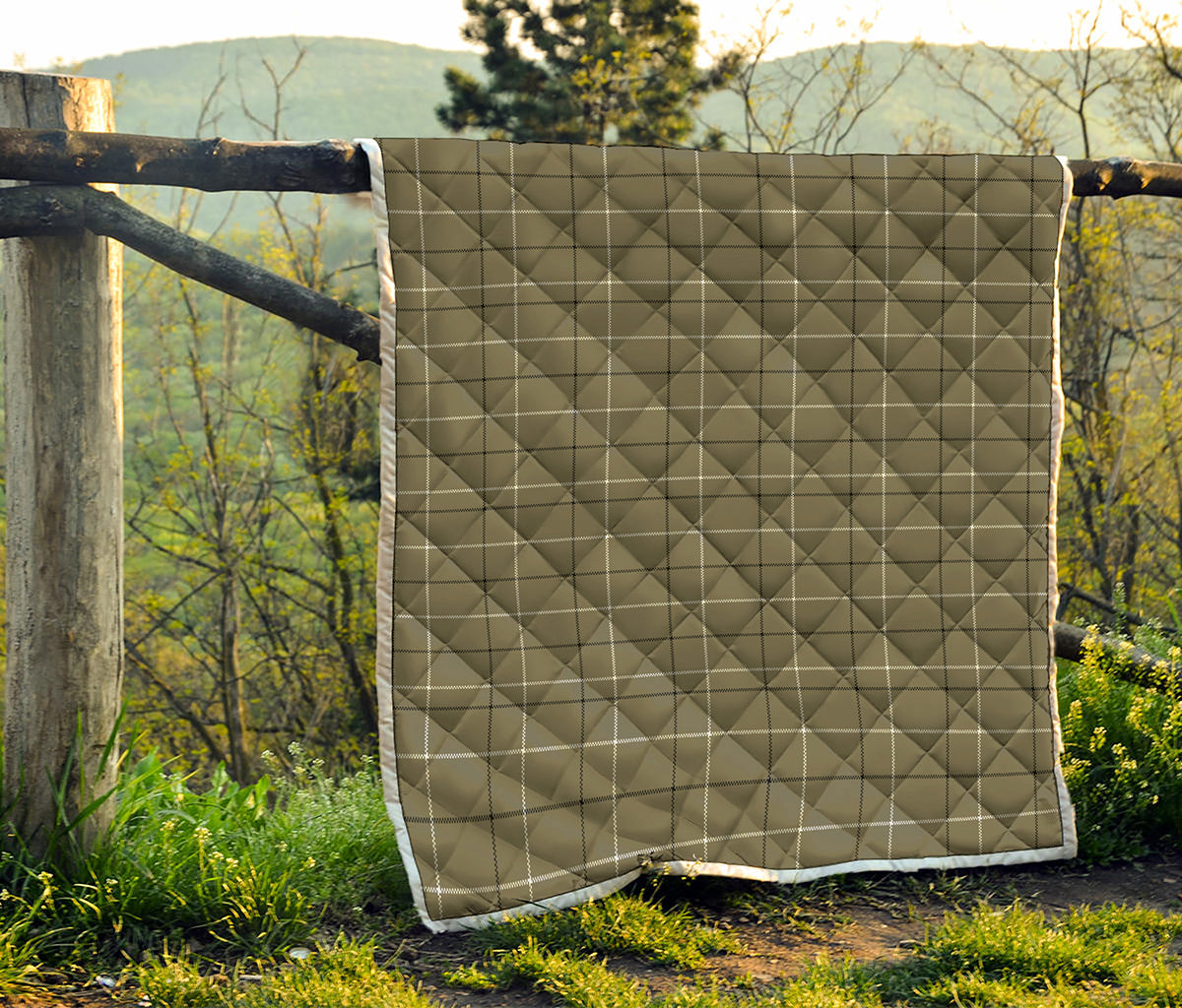 Sage Green Tattersall Pattern Print Quilt
