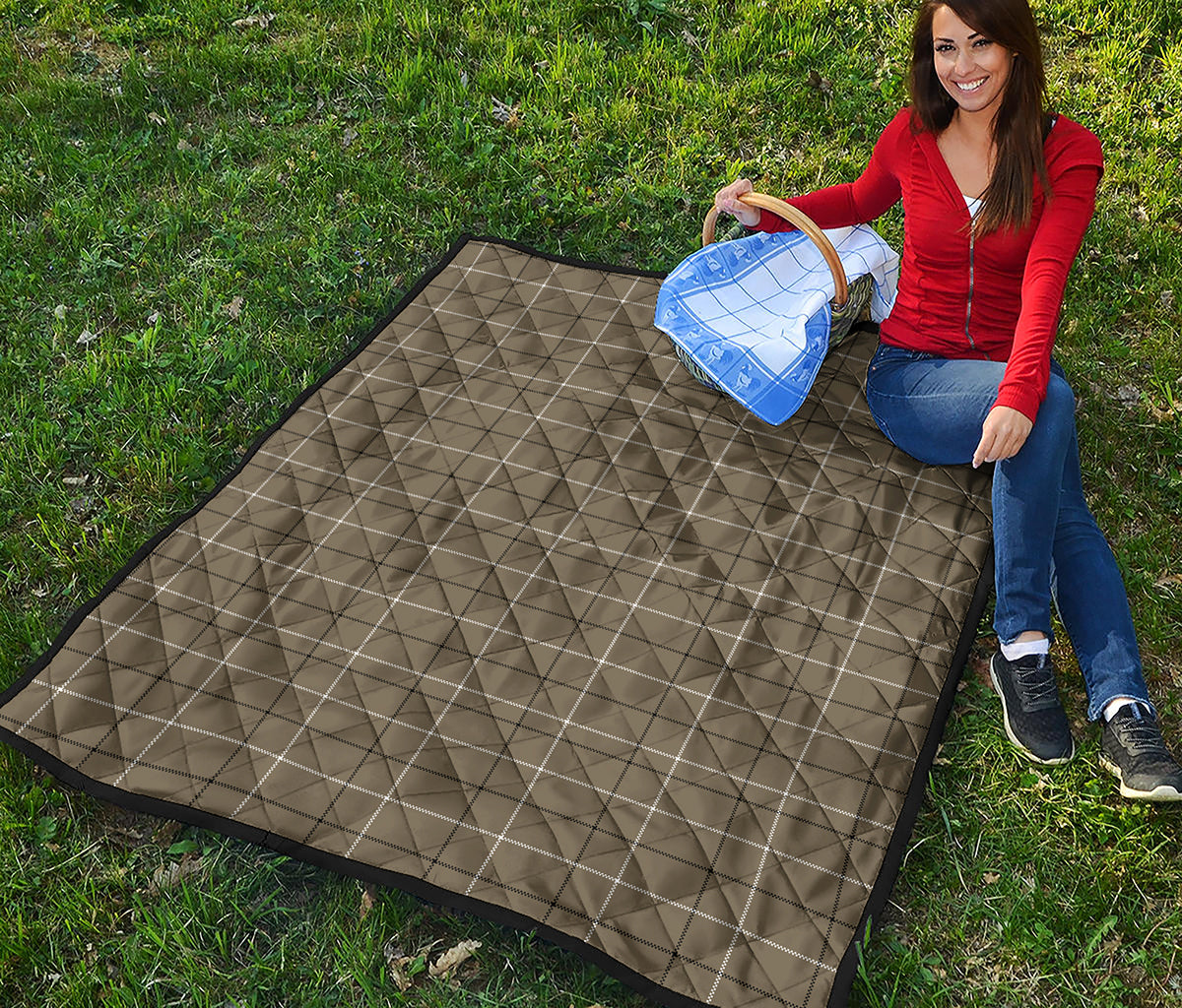 Sage Green Tattersall Pattern Print Quilt