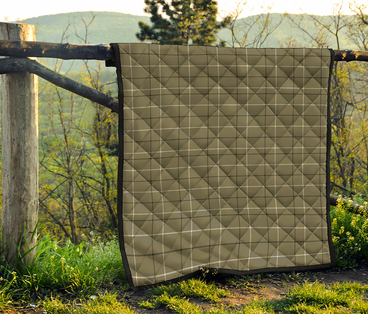 Sage Green Tattersall Pattern Print Quilt