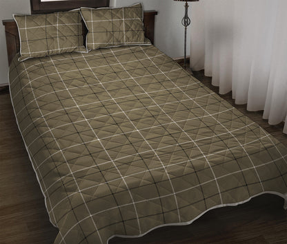 Sage Green Tattersall Pattern Print Quilt Bed Set