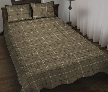 Sage Green Tattersall Pattern Print Quilt Bed Set