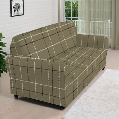 Sage Green Tattersall Pattern Print Sofa Cover