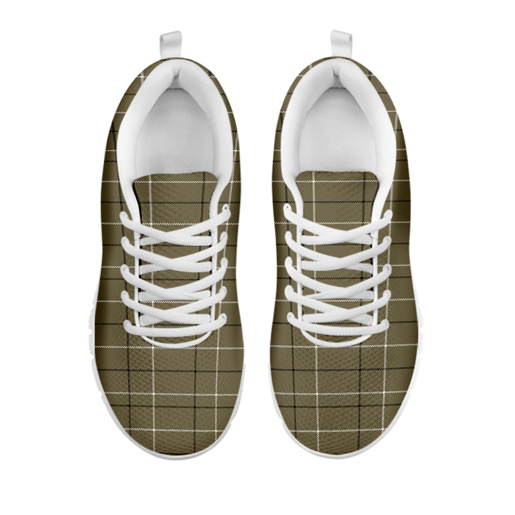 Sage Green Tattersall Pattern Print White Sneakers