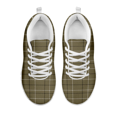Sage Green Tattersall Pattern Print White Sneakers