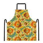 Sage Watercolor Sunflower Pattern Print Apron