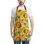 Sage Watercolor Sunflower Pattern Print Apron