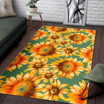 Sage Watercolor Sunflower Pattern Print Area Rug GearFrost