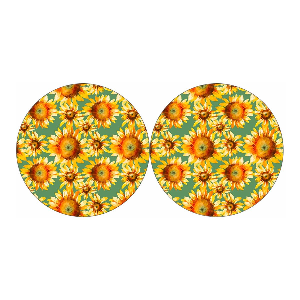 Sage Watercolor Sunflower Pattern Print Car Coasters