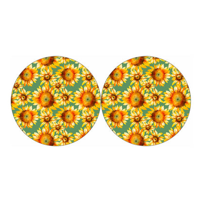 Sage Watercolor Sunflower Pattern Print Car Coasters