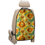 Sage Watercolor Sunflower Pattern Print Car Seat Organizers