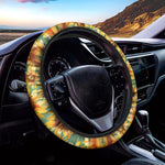 Sage Watercolor Sunflower Pattern Print Car Steering Wheel Cover