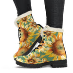 Sage Watercolor Sunflower Pattern Print Comfy Boots GearFrost