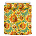 Sage Watercolor Sunflower Pattern Print Duvet Cover Bedding Set