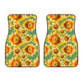 Sage Watercolor Sunflower Pattern Print Front Car Floor Mats