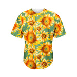 Sage Watercolor Sunflower Pattern Print Men's Baseball Jersey
