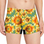 Sage Watercolor Sunflower Pattern Print Men's Boxer Briefs