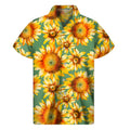 Sage Watercolor Sunflower Pattern Print Men's Short Sleeve Shirt