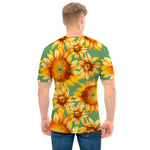 Sage Watercolor Sunflower Pattern Print Men's T-Shirt