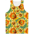 Sage Watercolor Sunflower Pattern Print Men's Tank Top