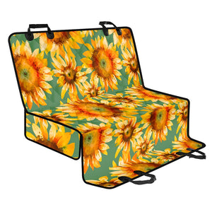 Sage Watercolor Sunflower Pattern Print Pet Car Back Seat Cover