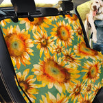 Sage Watercolor Sunflower Pattern Print Pet Car Back Seat Cover