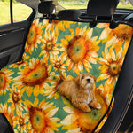 Sage Watercolor Sunflower Pattern Print Pet Car Back Seat Cover