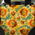 Sage Watercolor Sunflower Pattern Print Pet Car Back Seat Cover