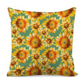 Sage Watercolor Sunflower Pattern Print Pillow Cover
