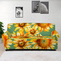 Sage Watercolor Sunflower Pattern Print Sofa Cover