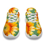 Sage Watercolor Sunflower Pattern Print Sport Shoes GearFrost
