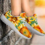 Sage Watercolor Sunflower Pattern Print Sport Shoes GearFrost