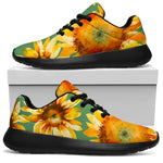Sage Watercolor Sunflower Pattern Print Sport Shoes GearFrost