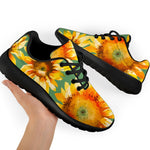 Sage Watercolor Sunflower Pattern Print Sport Shoes GearFrost