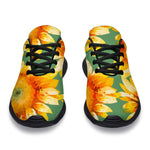 Sage Watercolor Sunflower Pattern Print Sport Shoes GearFrost