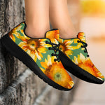 Sage Watercolor Sunflower Pattern Print Sport Shoes GearFrost