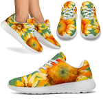 Sage Watercolor Sunflower Pattern Print Sport Shoes GearFrost