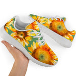 Sage Watercolor Sunflower Pattern Print Sport Shoes GearFrost