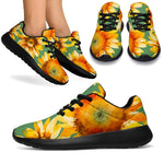 Sage Watercolor Sunflower Pattern Print Sport Shoes GearFrost