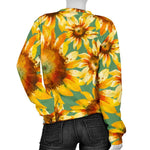 Sage Watercolor Sunflower Pattern Print Women's Crewneck Sweatshirt GearFrost