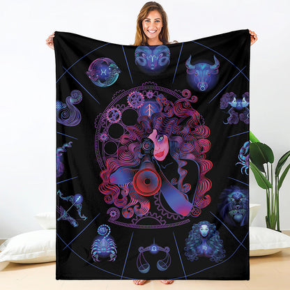 Sagittarius And Astrological Signs Print Blanket