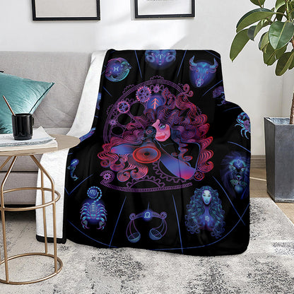 Sagittarius And Astrological Signs Print Blanket