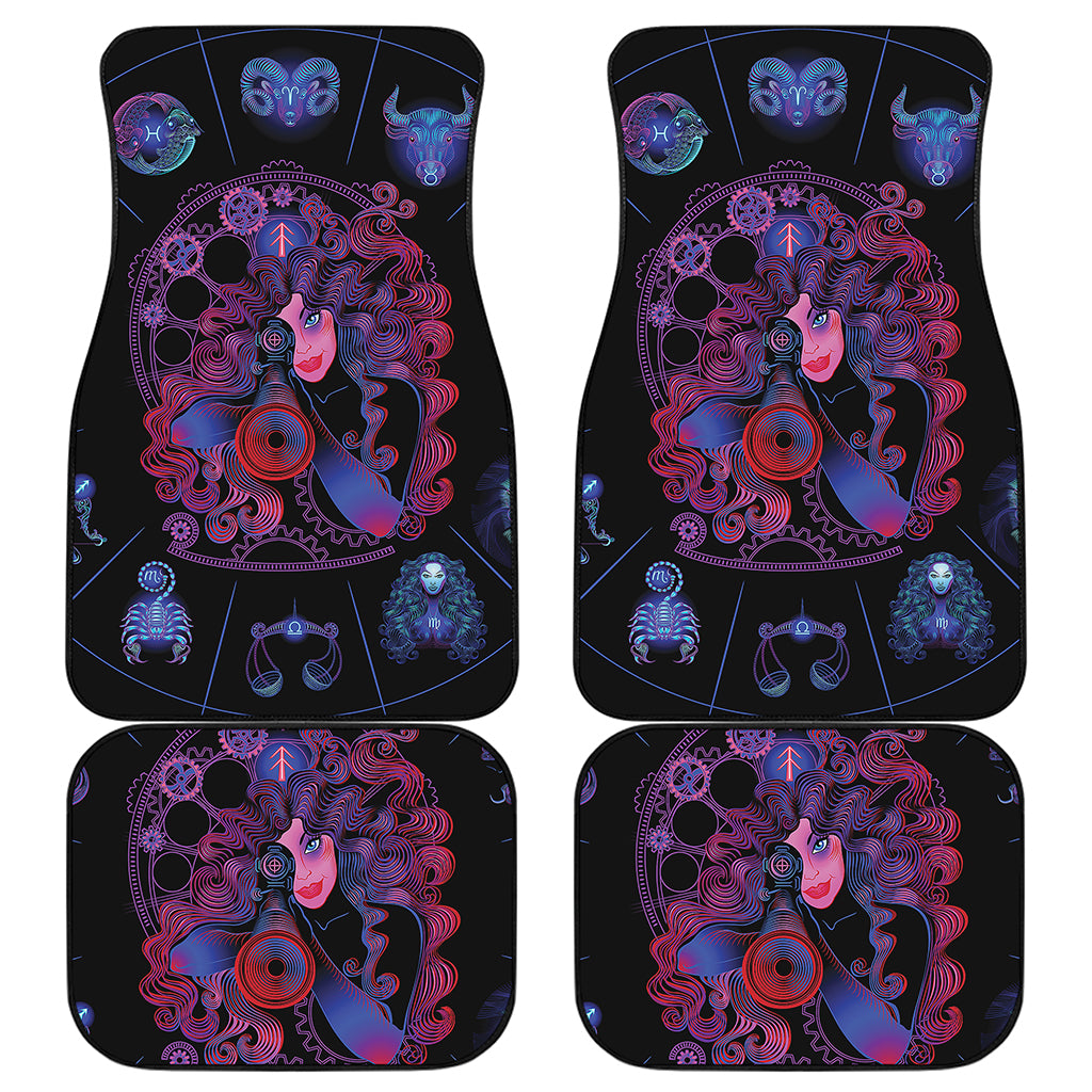 Sagittarius And Astrological Signs Print Front and Back Car Floor Mats