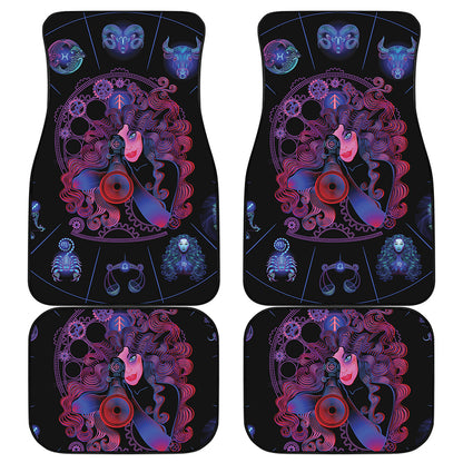 Sagittarius And Astrological Signs Print Front and Back Car Floor Mats