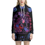 Sagittarius And Astrological Signs Print Pullover Hoodie Dress